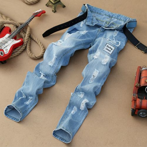 Jeans pour adolescent pieds Slim en coton été - Ref 1461777