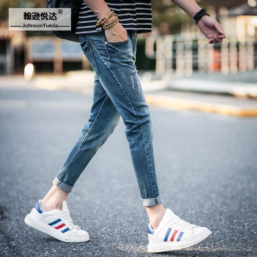 Jeans pour adolescent pieds Slim JOHNSON YUEDA en coton été - Ref 1461778