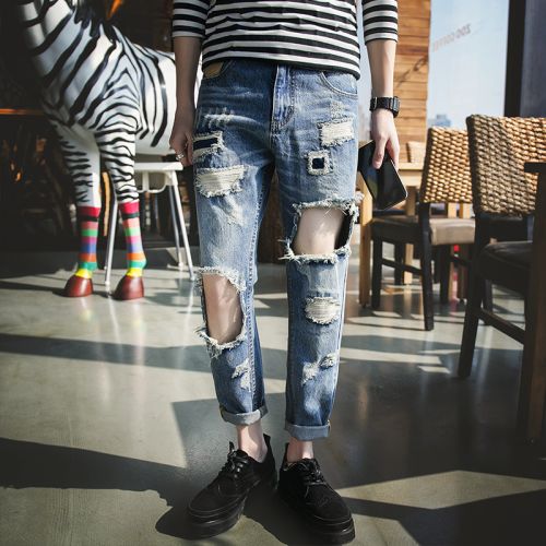 Jeans pour grands chantiers pantalon bas entrejambe Croix en coton printemps - Ref 1461812