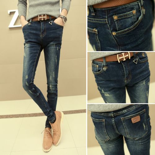 Jeans pour jeunesse pieds Slim en coton Quatre saisons - Ref 1461815
