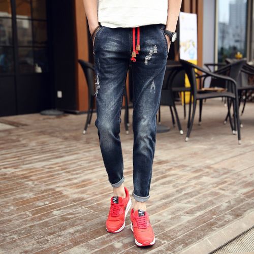 Jeans pour adolescent pieds Slim en coton été - Ref 1461816