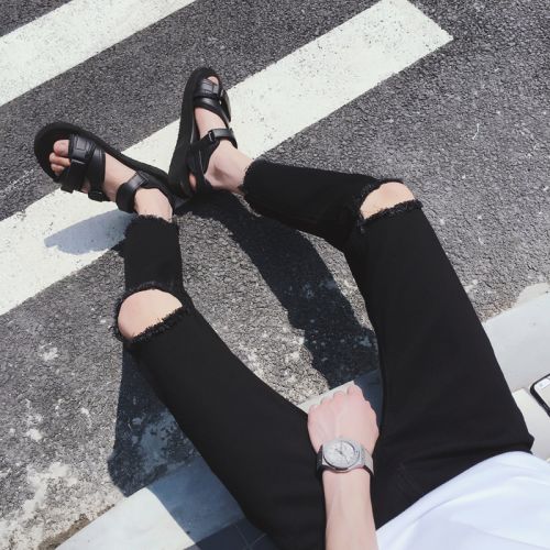Jeans pour jeunesse pieds Slim en coton été - Ref 1461818