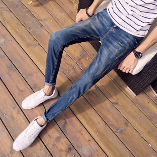Jeans pour jeunesse pieds Slim en coton Quatre saisons - Ref 1461867