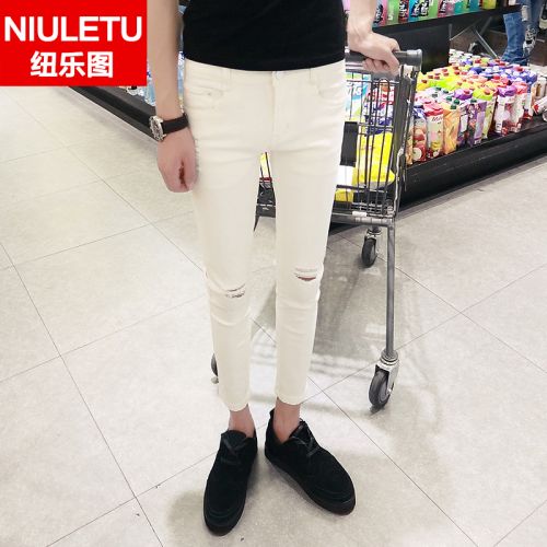 Jeans pour adolescent pieds Slim en coton été - Ref 1461874