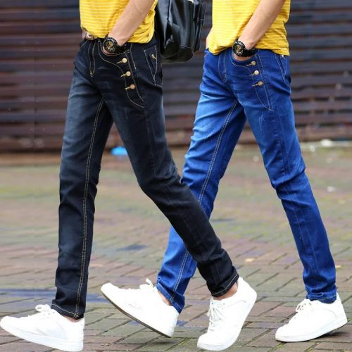 Jeans pour jeunesse pieds Slim en coton Quatre saisons - Ref 1461879