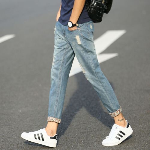 Jeans pour adolescent pieds Slim en coton Quatre saisons - Ref 1461904