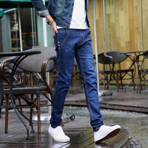 Jeans pour adolescent pieds Slim de coton, fibres polyester automne - Ref 1461968