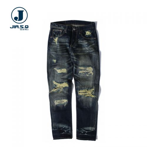 Jeans pour adolescent coupe droite JIASQ en coton Quatre saisons - Ref 1461974