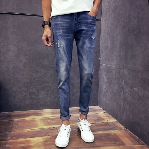 Jeans pour adolescent pieds Slim en polyester automne - Ref 1461977