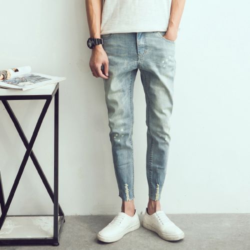 Jeans pour jeunesse pieds Slim en coton été - Ref 1461979