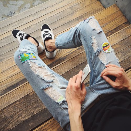 Jeans pour jeunesse pieds Slim JEANS en coton été - Ref 1461995