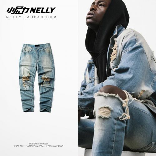 Jeans pour adolescent pieds Slim HEYBIG en coton été - Ref 1462014