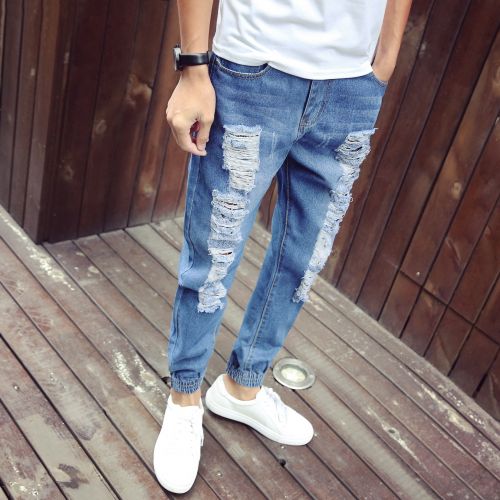 Jeans pour jeunesse pieds Slim en coton été - Ref 1462017