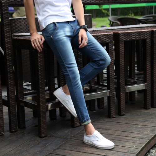 Jeans pour adolescent pieds Slim de coton, fibres polyester été - Ref 1462037