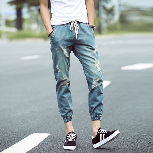 Jeans pour adolescent pieds Slim JOHNSON YUEDA en coton printemps - Ref 1462050
