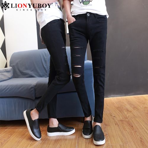 Jeans pour adolescent pieds Slim LIONYUBOY en coton été - Ref 1462053