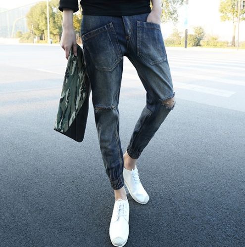 Jeans pour adolescent pieds Slim en coton été - Ref 1462065