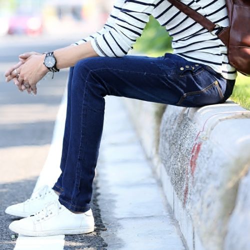 Jeans pour adolescent pieds Slim GUKYY en coton automne - Ref 1462110