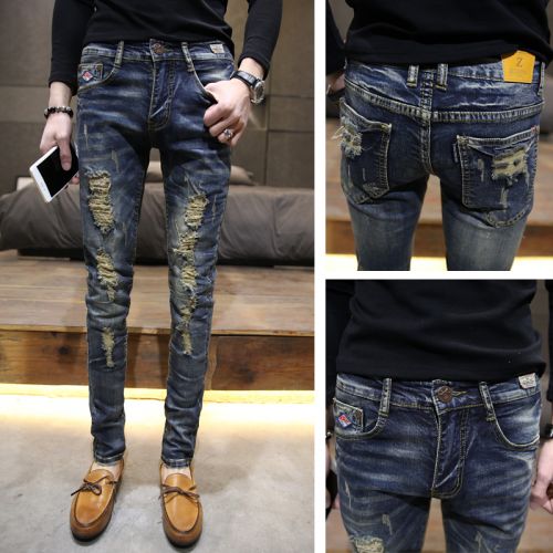 Jeans pour adolescent pieds Slim en coton été - Ref 1462129