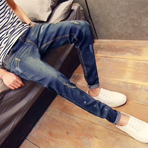 Jeans pour jeunesse pieds Slim en coton Quatre saisons - Ref 1462178