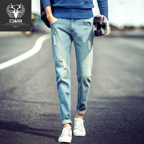 Jeans pour adolescent pieds Slim en coton automne - Ref 1462188