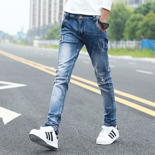 Jeans pour adolescent pieds Slim en coton automne - Ref 1462195