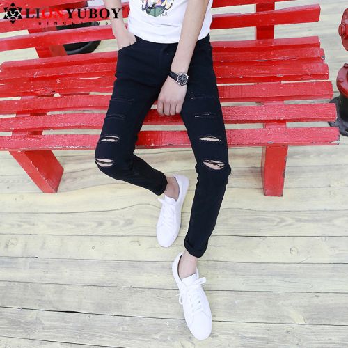 Jeans pour adolescent pieds Slim LIONYUBOY en coton été - Ref 1462196