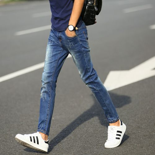 Jeans pour adolescent pieds Slim en coton automne - Ref 1462221