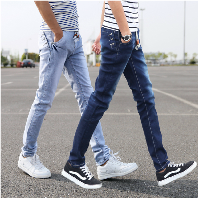 Jeans pour adolescent pieds Slim en coton Quatre saisons - Ref 1462255