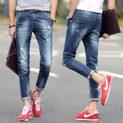 Jeans pour adolescent pieds Slim JENS en coton été - Ref 1462264