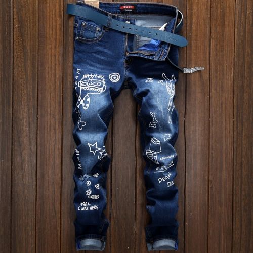 Jeans pour adolescent pieds Slim en coton automne - Ref 1462298