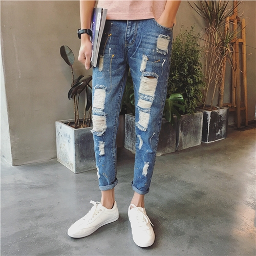 Jeans pour adolescent pieds Slim en coton Quatre saisons - Ref 1462312