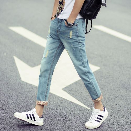 Jeans pour adolescent pieds Slim en coton printemps - Ref 1462341