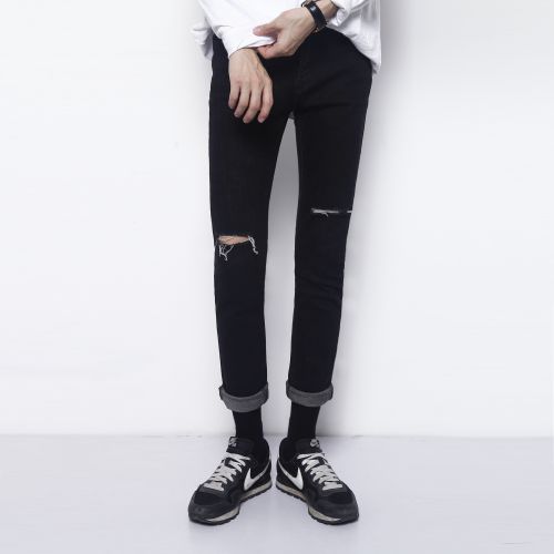 Jeans pour adolescent pieds Slim en coton été - Ref 1462347