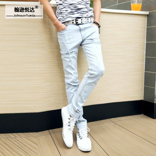 Jeans pour adolescent pieds Slim JOHNSON YUEDA Coton polyester polyuréthane élastique fibre spandex Quatre saisons - Ref 1462352