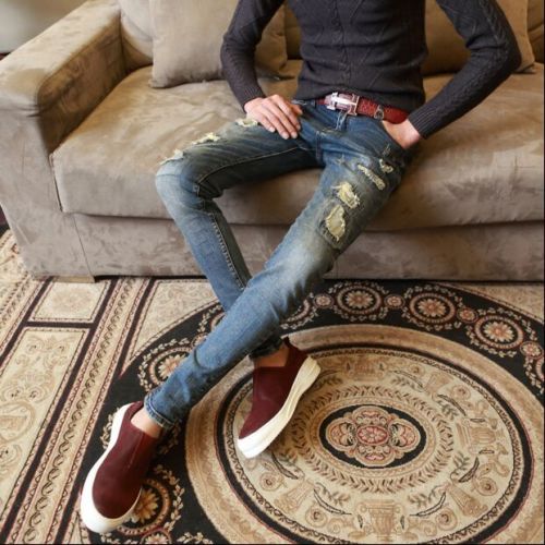 Jeans pour jeunesse pieds Slim HNJIAOUS en coton printemps - Ref 1462398