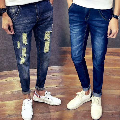 Jeans pour adolescent pieds Slim en coton Quatre saisons - Ref 1462478