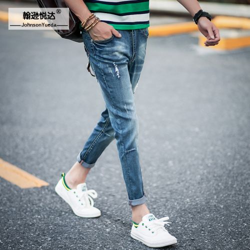 Jeans pour adolescent pieds Slim JOHNSON YUEDA en coton été - Ref 1462487