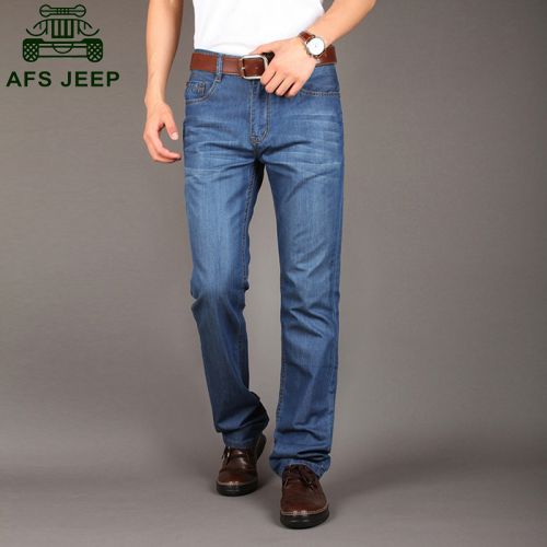 Jeans pour jeunesse coupe droite AFS JEEP en coton été - Ref 1462496