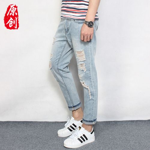 Jeans pour jeunesse pieds Slim en coton été - Ref 1462509