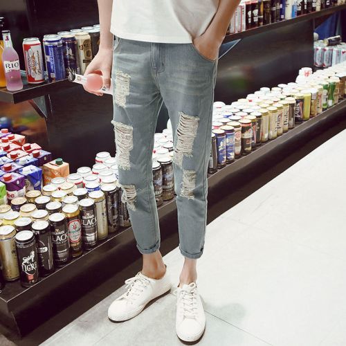 Jeans pour jeunesse pieds Slim en coton été - Ref 1462520