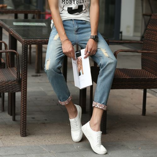 Jeans pour adolescent pieds Slim GUKYY en coton été - Ref 1462525
