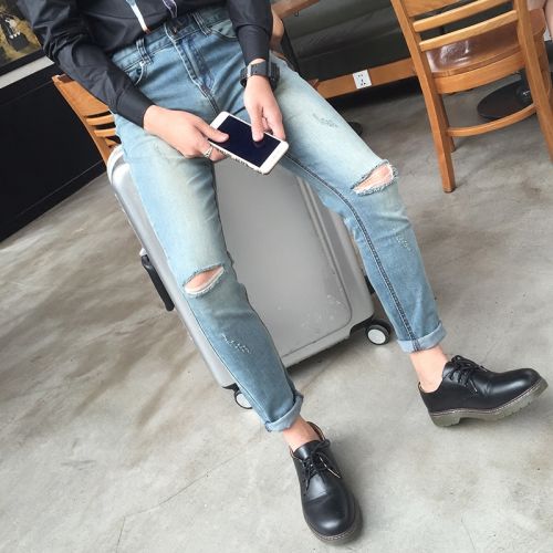 Jeans pour adolescent pieds Slim en coton Quatre saisons - Ref 1462532