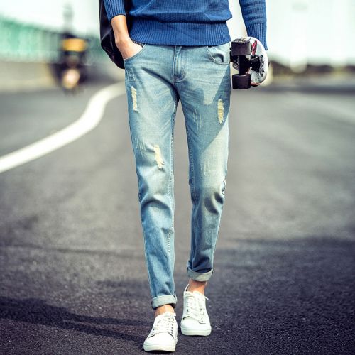 Jeans pour jeunesse pieds Slim en coton été - Ref 1462556