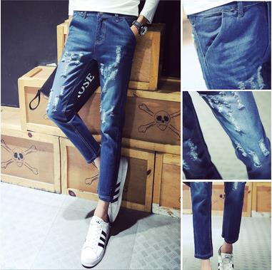 Jeans pour adolescent coupe droite en coton été - Ref 1462561