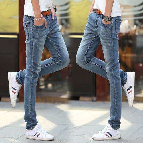 Jeans pour adolescent pieds Slim en coton été - Ref 1462573