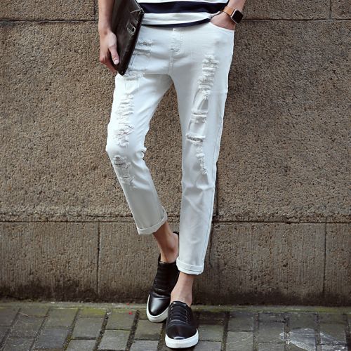 Jeans pour adolescent coupe droite en coton été - Ref 1462601