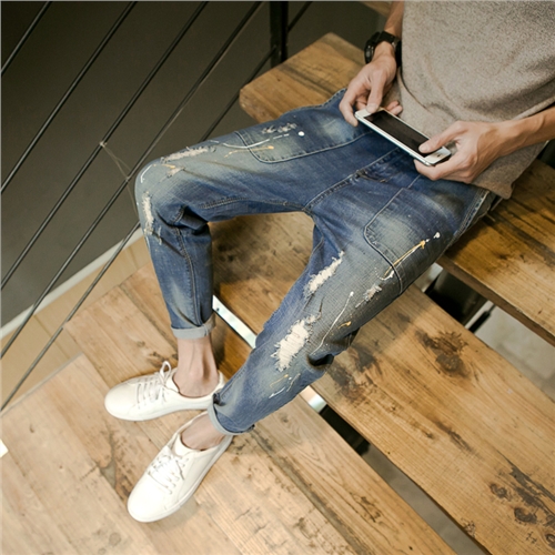 Jeans pour adolescent pieds Slim en coton Quatre saisons - Ref 1462615
