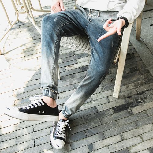 Jeans pour jeunesse pieds Slim en coton Quatre saisons - Ref 1462620