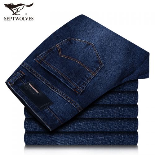 Jeans pour jeunesse coupe droite SEPTWOLVES en coton automne - Ref 1462655